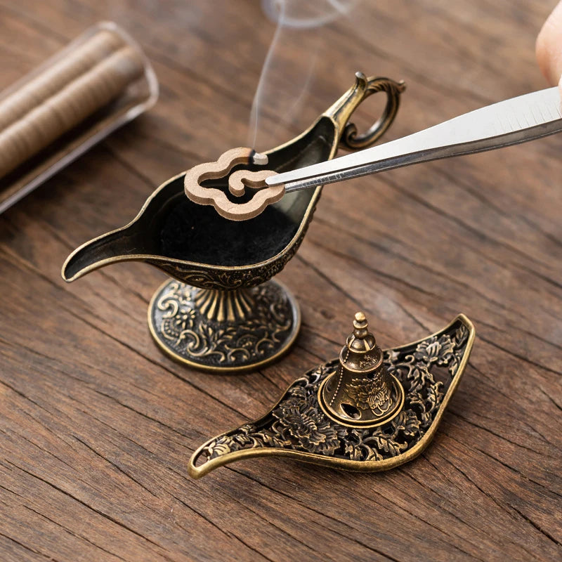 Antique Style Lamp Metal Incense Burner Scented Unscented Candle Holder Home Decor Gift Arabic Incense Burner【Homeclub】