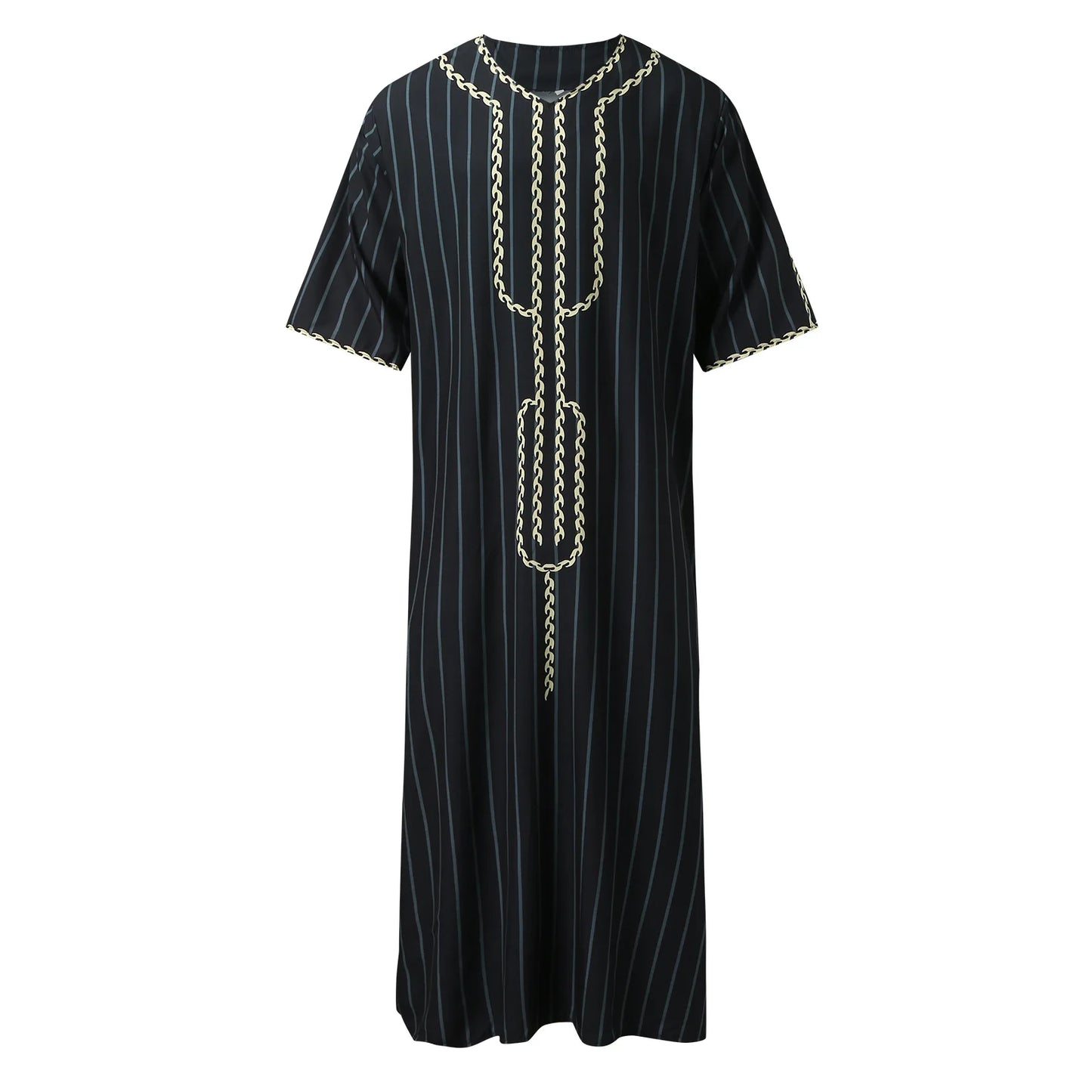 Men's Luxury Graphics Muslim Robes Arab National Loose Casual V-Neck Mid-sleeved Retro Ethnics Jumpsuit Summer M-4XL 2025 New