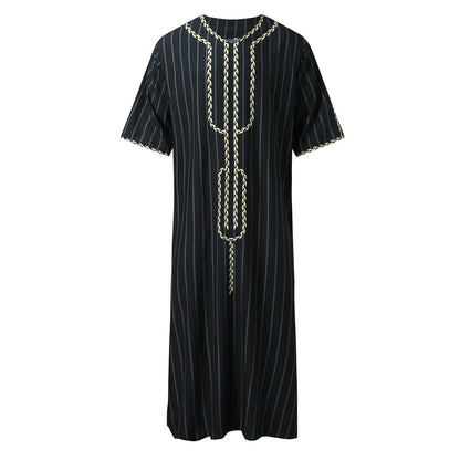Men's Luxury Graphics Muslim Robes Arab National Loose Casual V-Neck Mid-sleeved Retro Ethnics Jumpsuit Summer M-4XL 2025 New