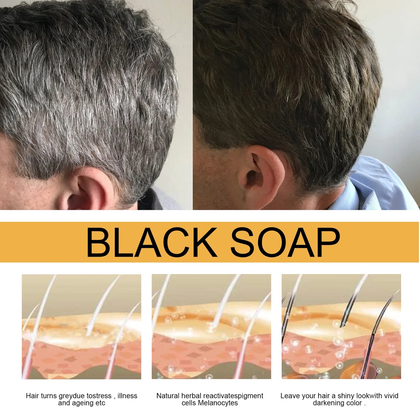 Polygonum Multiflorum Black Hair Shampoo Soap Gentle Coconut Oil Refreshing Oil Control Smoothing Hair Care Handmade Soap