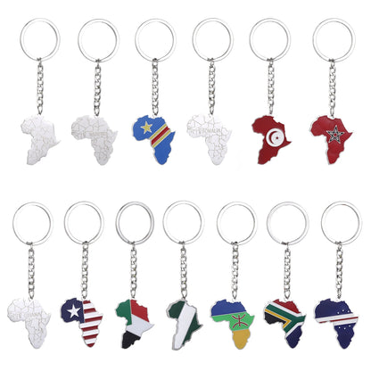 Africa Map Keychain – Stainless Steel Hip-Hop Jewelry, Morocco to South Africa
