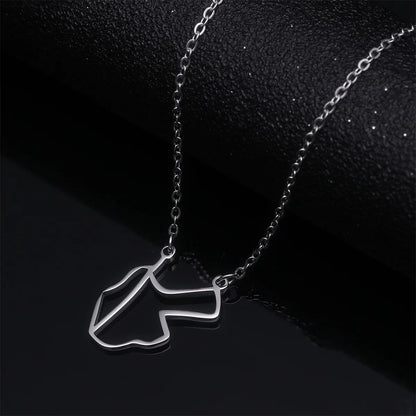 Jordan Map Outline Pendant – Gold-Tone Country Necklace for Men & Women