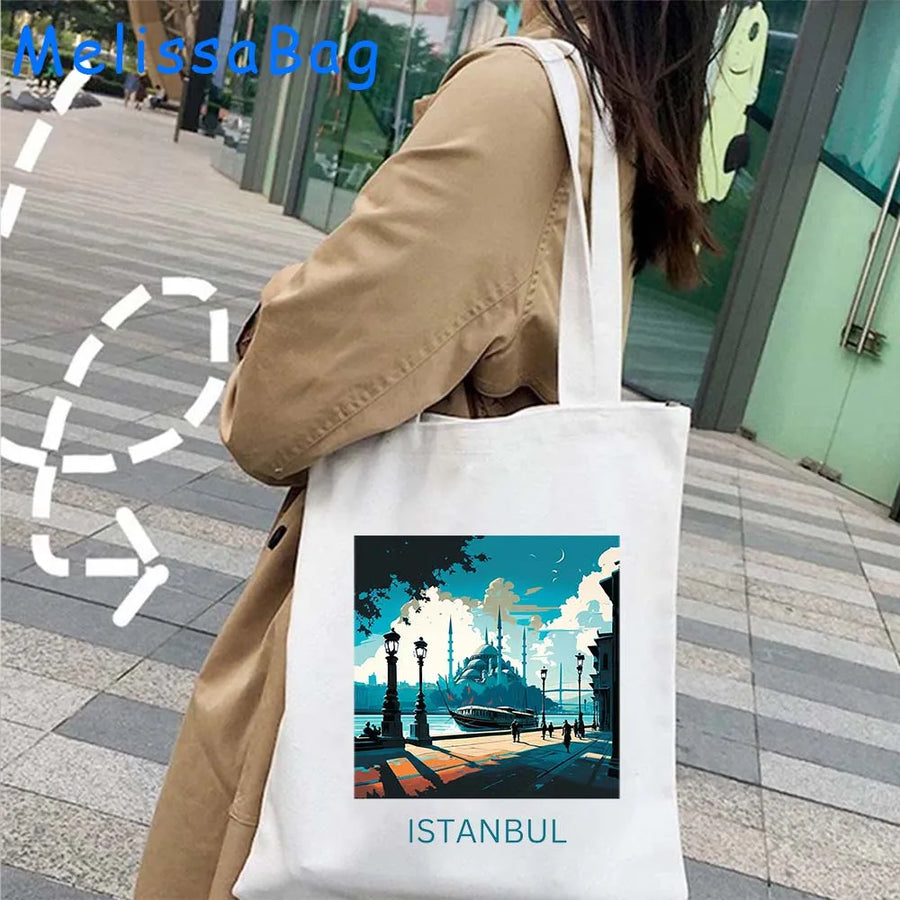 Istanbul in Watercolor – Sultan Ahmed & Galata Skyline Tote