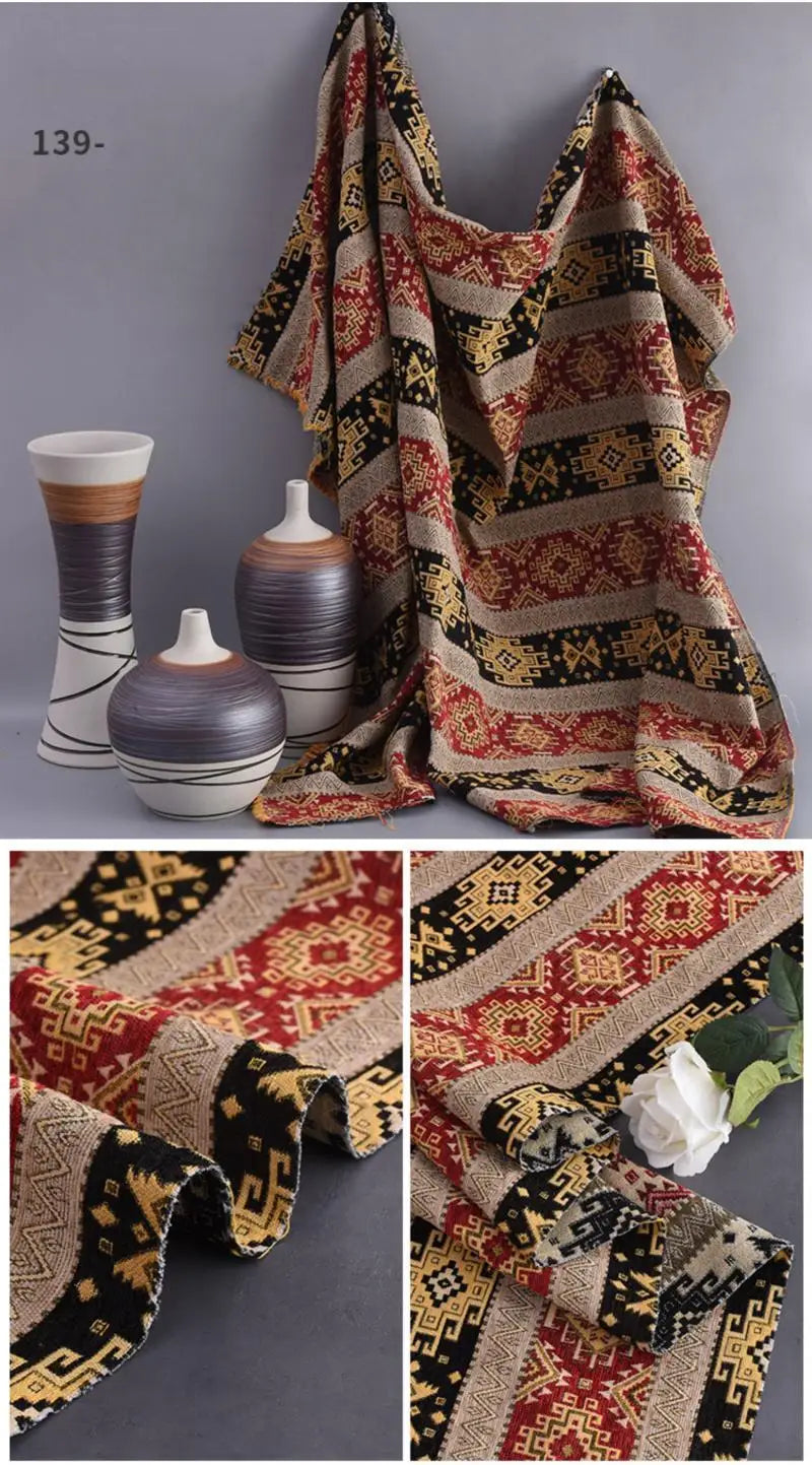 148x100cm Thickener Chenille Jacquard Sofa Fabric Cloth Stripe Luxury Anti-Slip Sofa Cover Boho Fabric Set Luggage DIY Clothing