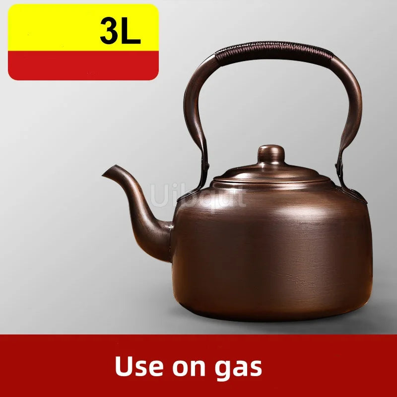 3L Pure Red Copper Boiling Kettle Handmade Vintage Copper Pot Home Teapot For Gas/Induction Cooker Tea Infuser Health Tea Kettle