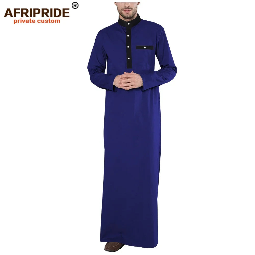 2026 Spring New Men's Jubba Thobe AFRIPRIDE Tailor Made Full Sleeves Single Breasted 100% Cotton Jubba Thobe for Men A1914001