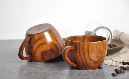 Handmade Spruce Wood Cups – Natural Big Belly Mug for Tea, Coffee & Milk