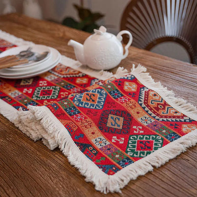 The Tassel & Weave – Vintage Jacquard Cotton Linen Table Runner