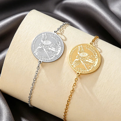 St. Michael Archangel Bracelet Stainless Steel Adjustable Link Chain Braided Rope Jewelry Protect Us Religious Amulet Christian