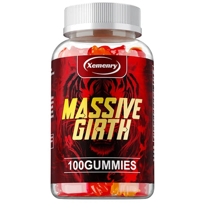 Massive Girth Gummies for Men - Men's Vitality Enhancer, Increase Size and Stamina, Boost Strength and Confidence Vegan
