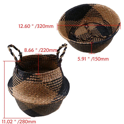 WHISM Handmade Seagrass Storage Basket Flower Pot Rattan Container Toys Organizer Holder Laundry Basket Home Decor Dropshipping