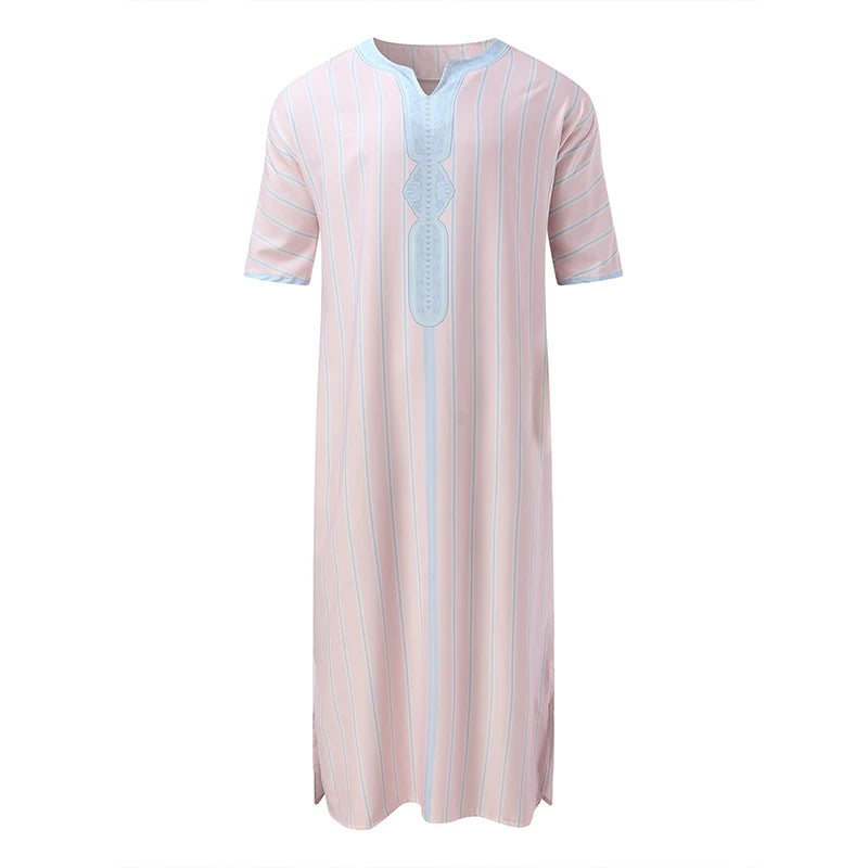 Men's Luxury Graphics Muslim Robes Arab National Loose Casual V-Neck Mid-sleeved Retro Ethnics Jumpsuit Summer M-4XL 2025 New