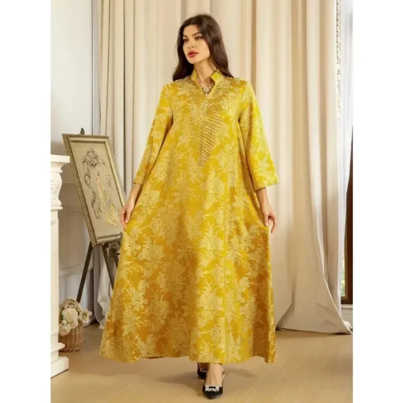 Eid Radiance – Beaded Collar Abaya for the Arab Woman in America