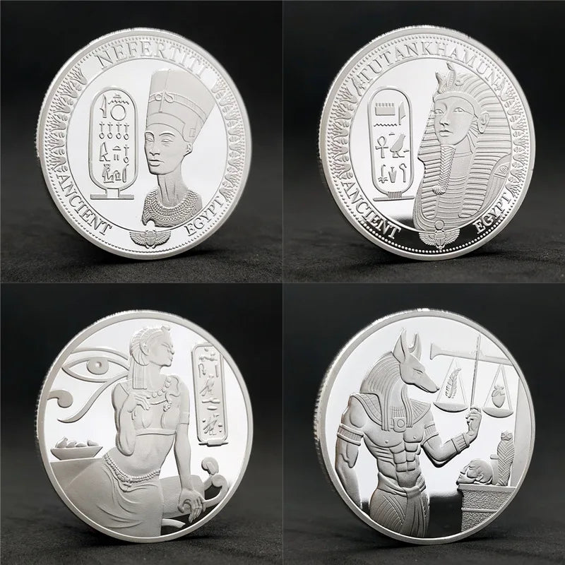 Anubis & Pharaoh Silver Commemorative Coin – Ancient Egyptian Collectible