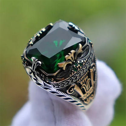 Turkish Men's Ring Vintage Black Zircon Fashion Punk Wind Islamic Religious Muslim Jewelry