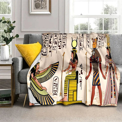 Pharaoh Hieroglyphic Egyptian Mythology Soft Flannel Blanket for Beds Bedroom Sofa Picnic,Throw Blanket for Outdoor Leisure Gift