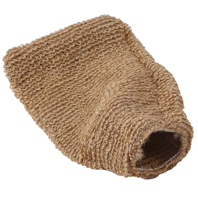 Hemp Back Scrubber Bath Towel Jute Exfoliating Loofah Back Strap with Gloves for Shower Bath Body Cleaning Kit for Bath Supplies