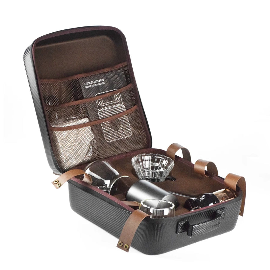 The Luxe Brew – Coffee Gift Box Set with Grinder & Glass Drip Filter