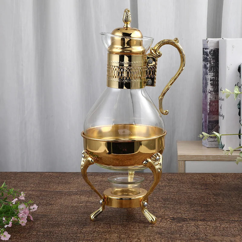 Glass & Metal Teapot – Heated Coffee Kettle, Flower Tea & Juice Maker