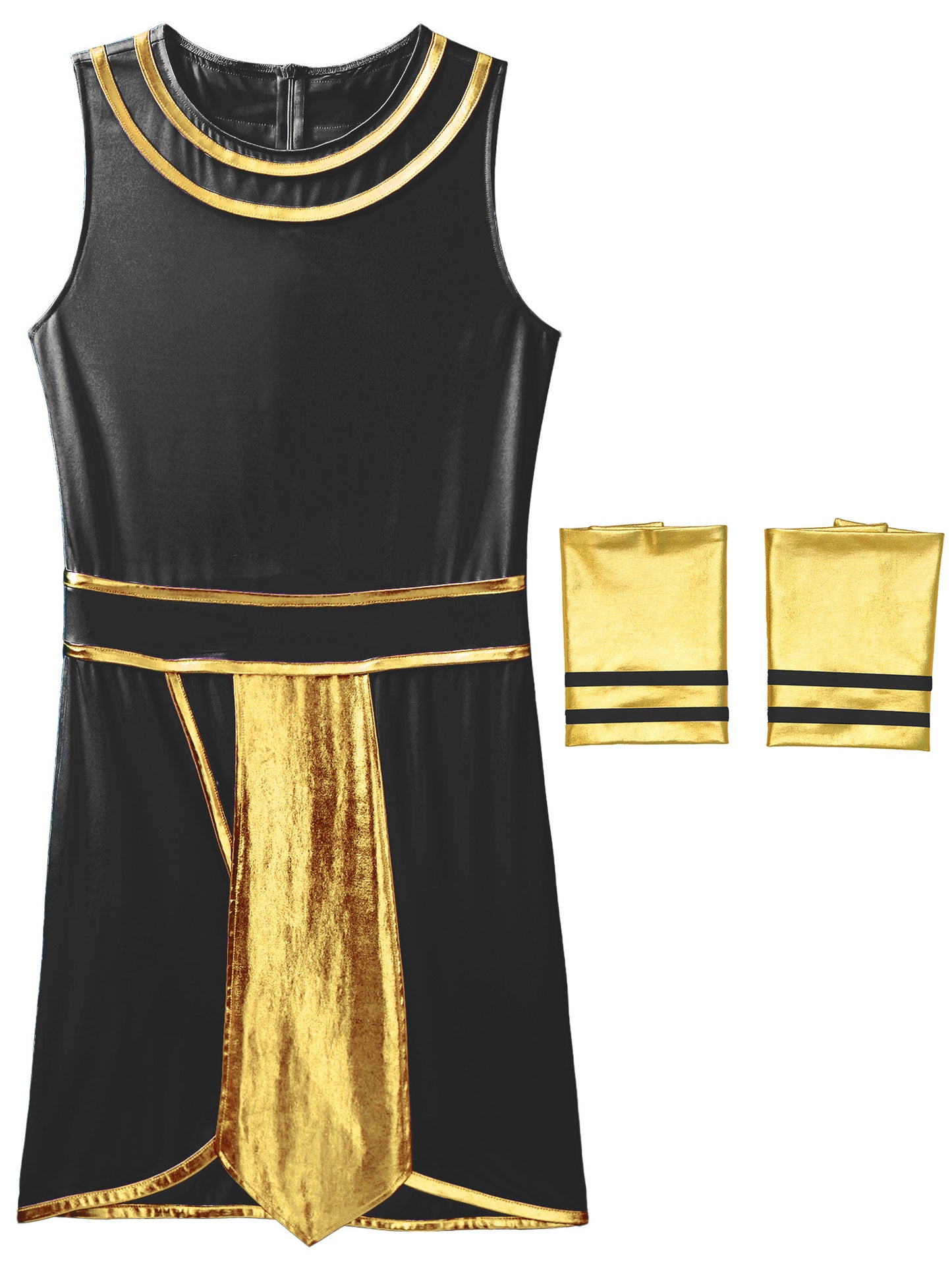 Pharaoh & Spartan Robe Costume – Men's Egyptian God Cosplay with Cuffs