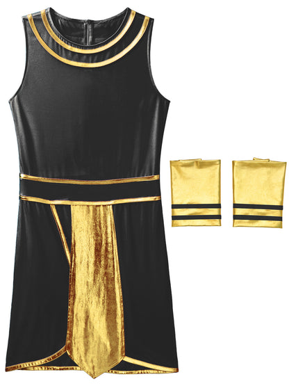 Pharaoh & Spartan Robe Costume – Men's Egyptian God Cosplay with Cuffs