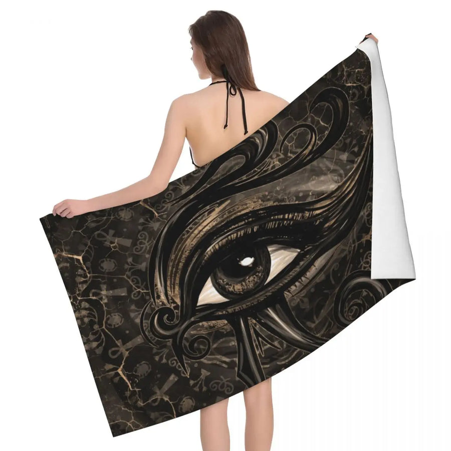 Tutankhamun Hieroglyphic Beach Towel – Quick-Dry Egyptian Pharaoh Bath Towel