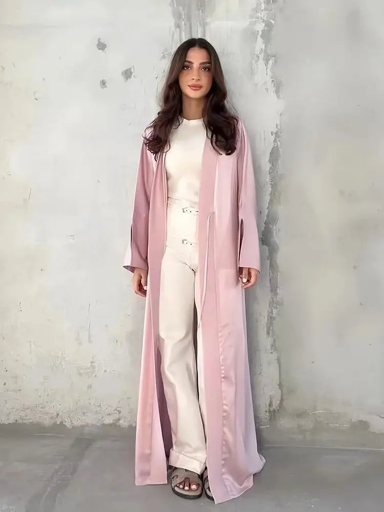 Palestine Pink – The Satin Kimono Abaya for the Muslim Woman in America