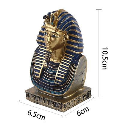 Pharaoh Head Resin Ornament – Egyptian Cleopatra & Pyramid Desktop Decor Gift