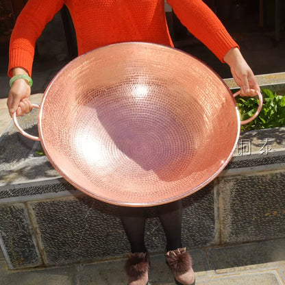 Pure Copper Customized Frying Pan Handmade Double Handle Large Household Wok Pot