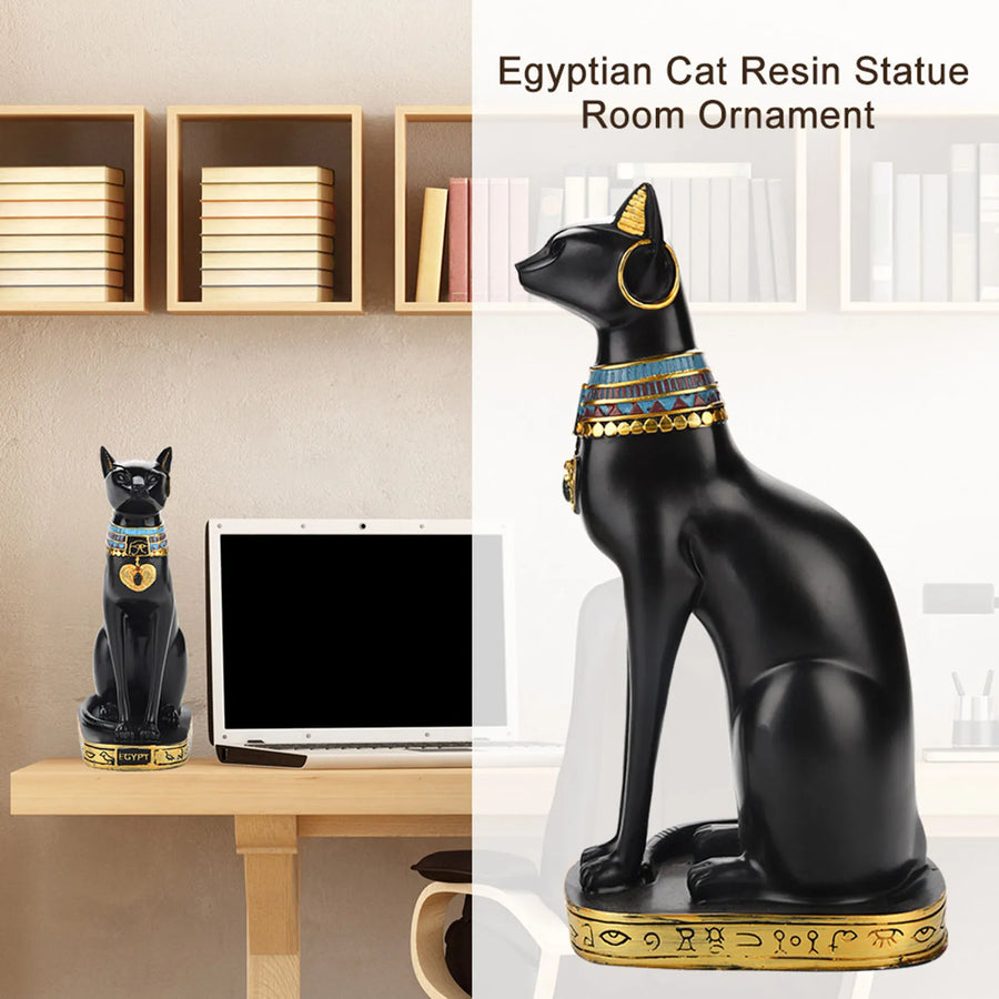 Egyptian Cat Resin Figurine – Handcrafted Bastet Ornament for Home & Gift
