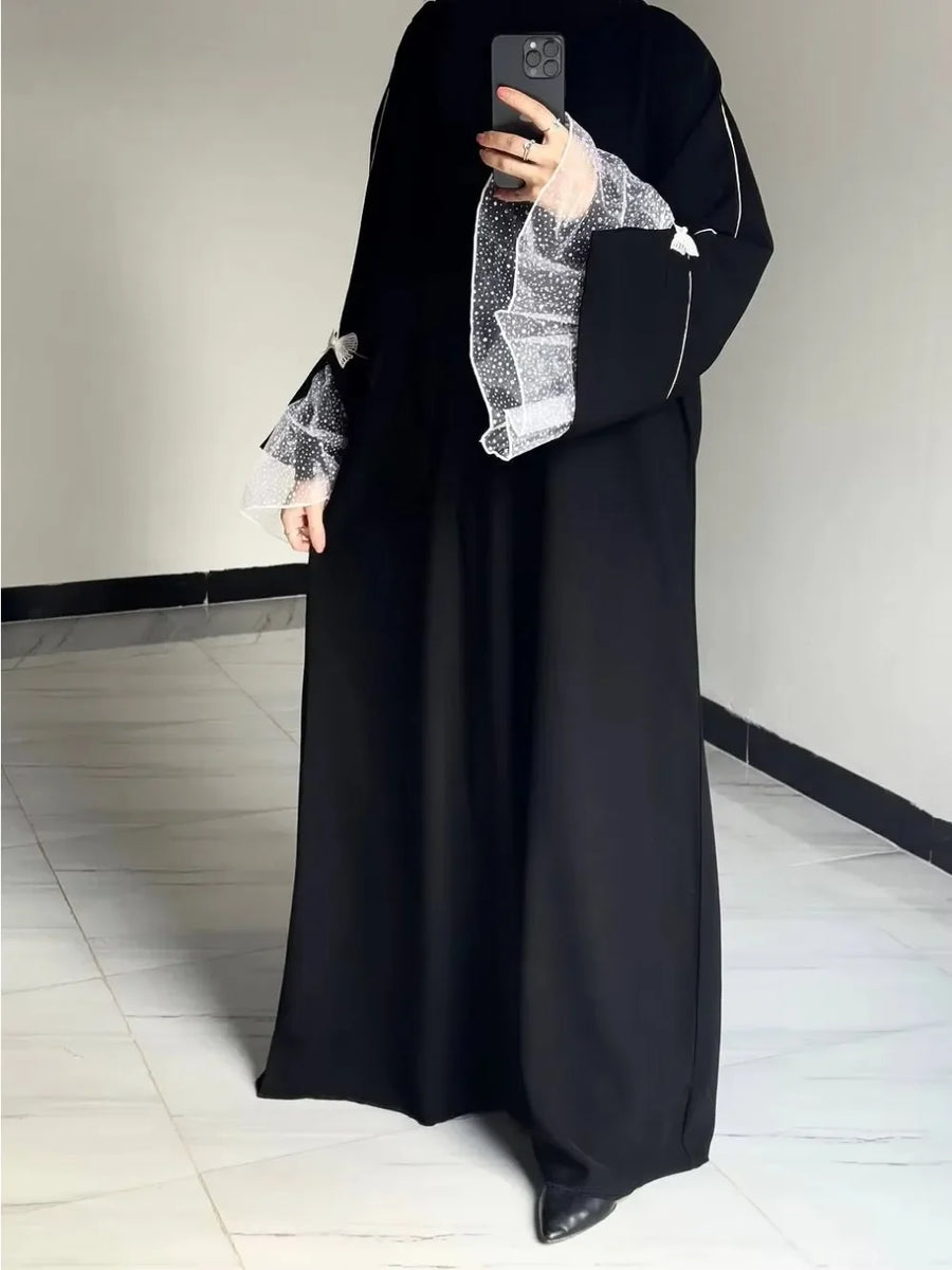 The Black Nida – Lace Sleeve Abaya for the Muslim Woman in America