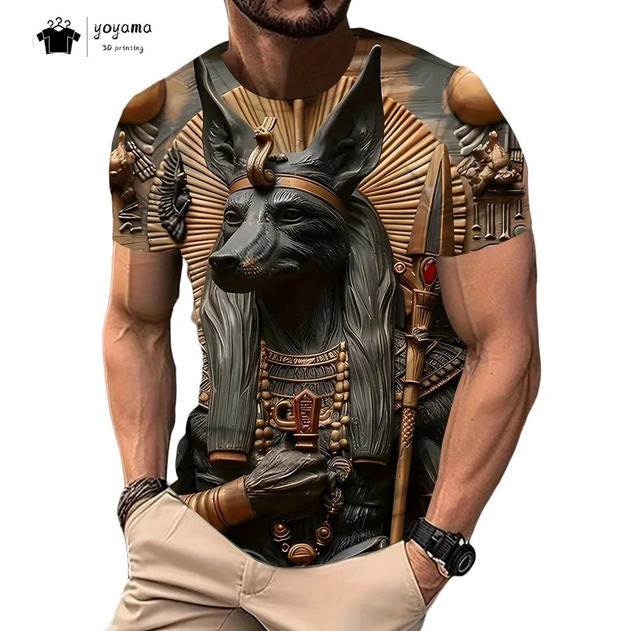 Pharaoh Graphic T-Shirt – Men's Y2K Oversized Egyptian Print Breathable Top