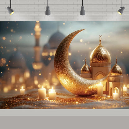 Arabic Aladdin Muslim Gold Mosque Background Fabric Princess Birthday Party Gift Photography Prop Decoration Banner Girl Poster