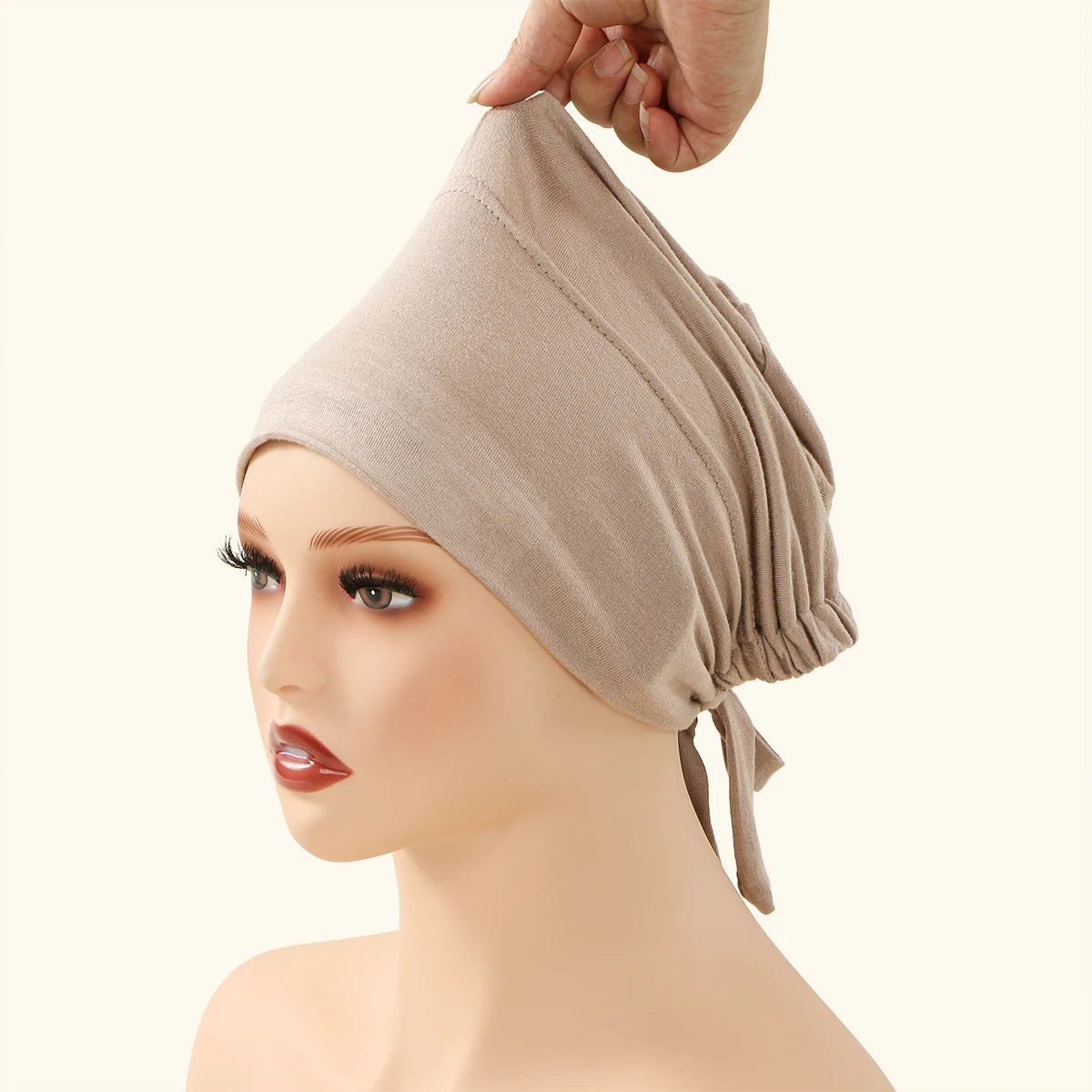 New Muslim Women Non-Slip Hijab Caps Undercap Solid Color Elastic Band Beanie Hat Adjustable Bonnet Hat Inner Cap Bandana Turban