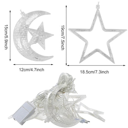 Moon Star Led Curtain Garland String Light EID Mubarak Ramadan Decorations 2025 Home Decor Islam Muslim Event Party Supplies