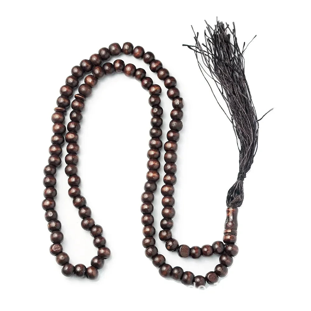 1pcs Wooden Tasbih Prayer Beads 99 Muslim Prayer Beads Islamic Handheld Prayer Beads Muslim Rosary Beads Bracelet with Tassel