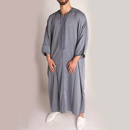 New Muslim Jubba Thobe Clothes Men Hoodie Ramadan Spring Autumn Abaya Dubai Turkey Islamic Clothing Male Casual Loose Red Stripe