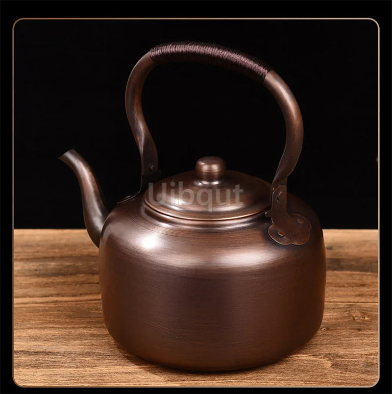 3L Pure Red Copper Boiling Kettle Handmade Vintage Copper Pot Home Teapot For Gas/Induction Cooker Tea Infuser Health Tea Kettle