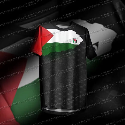 Palestine 3D Football Jersey – Men's Summer Sports Tee, Flag Print Training Top