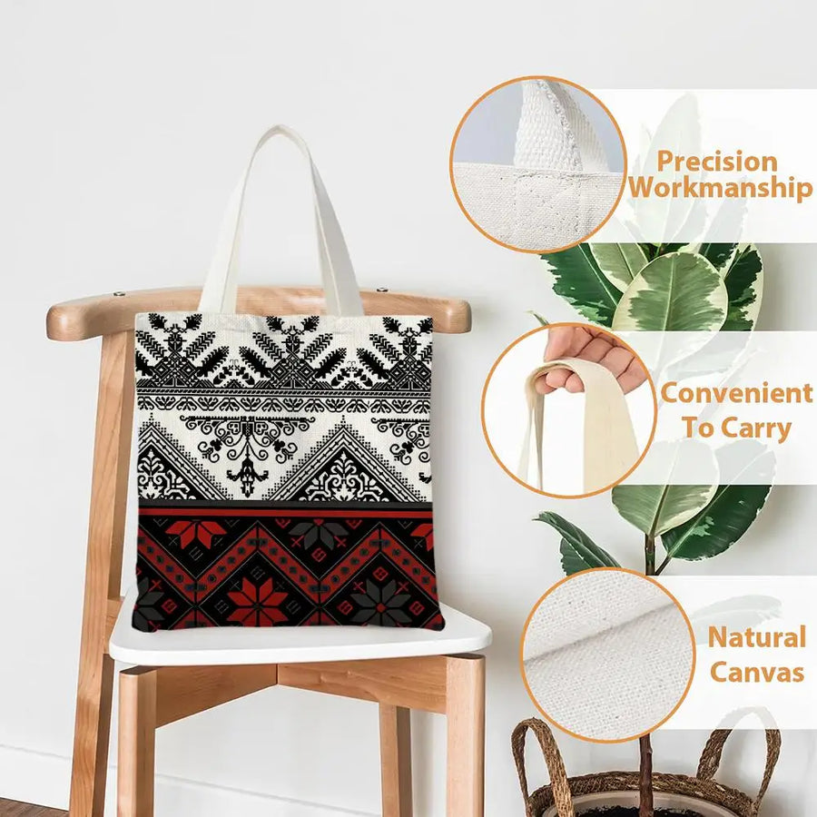The Keffiyeh Luxe – Double-Sided Checkered Canvas Shoulder Tote