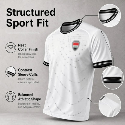 Iraq Inspired Football Jersey Men Quick Dry Breathable Short Sleeve Soccer Shirt Fans Outdoor Sports Casual Tee Green White