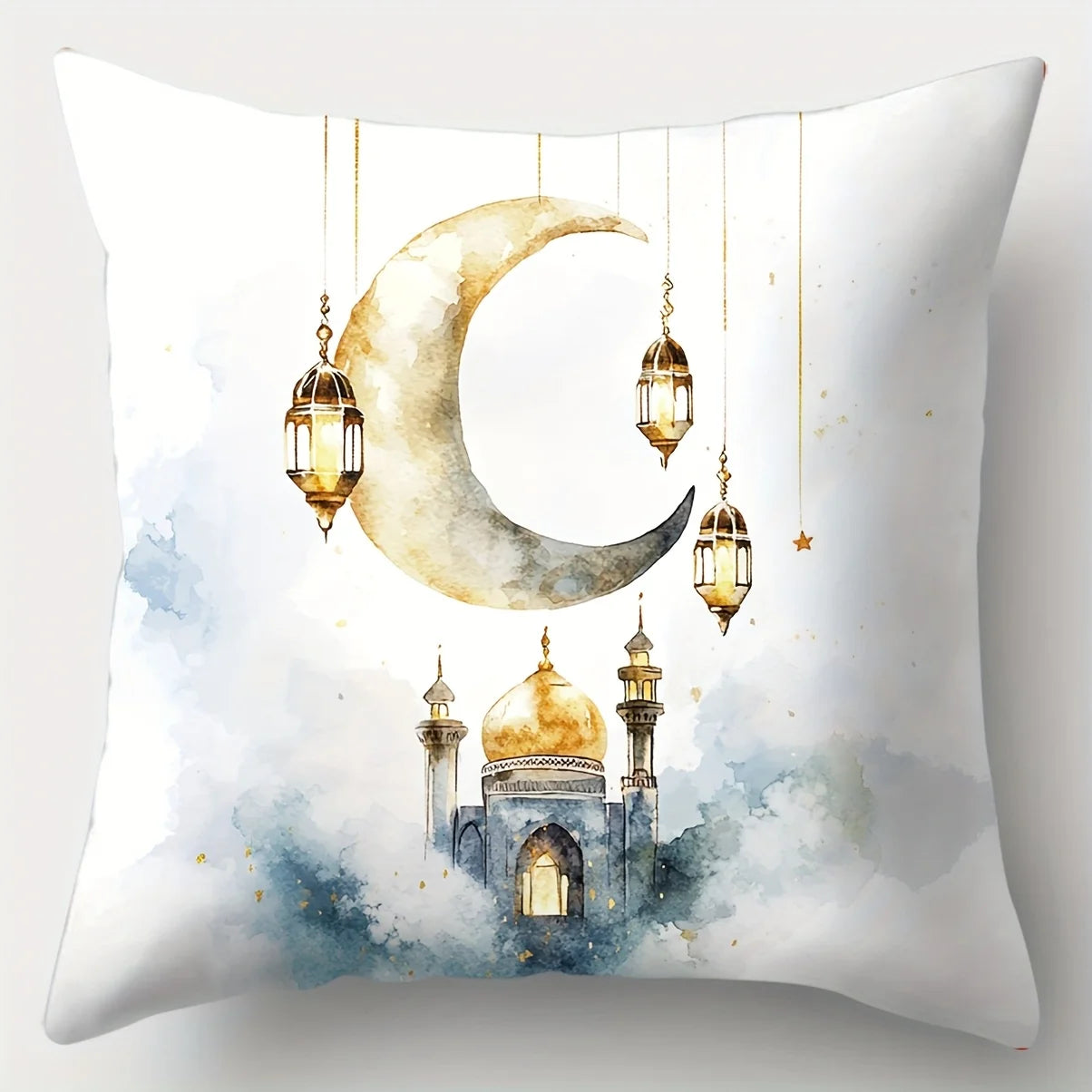 4Pcs Islamic Crescent Moon Pillow Covers 45x45cm Double-sided Printed Lantern Rose Cushion Cases Ramadan Decor Throw Pillows No