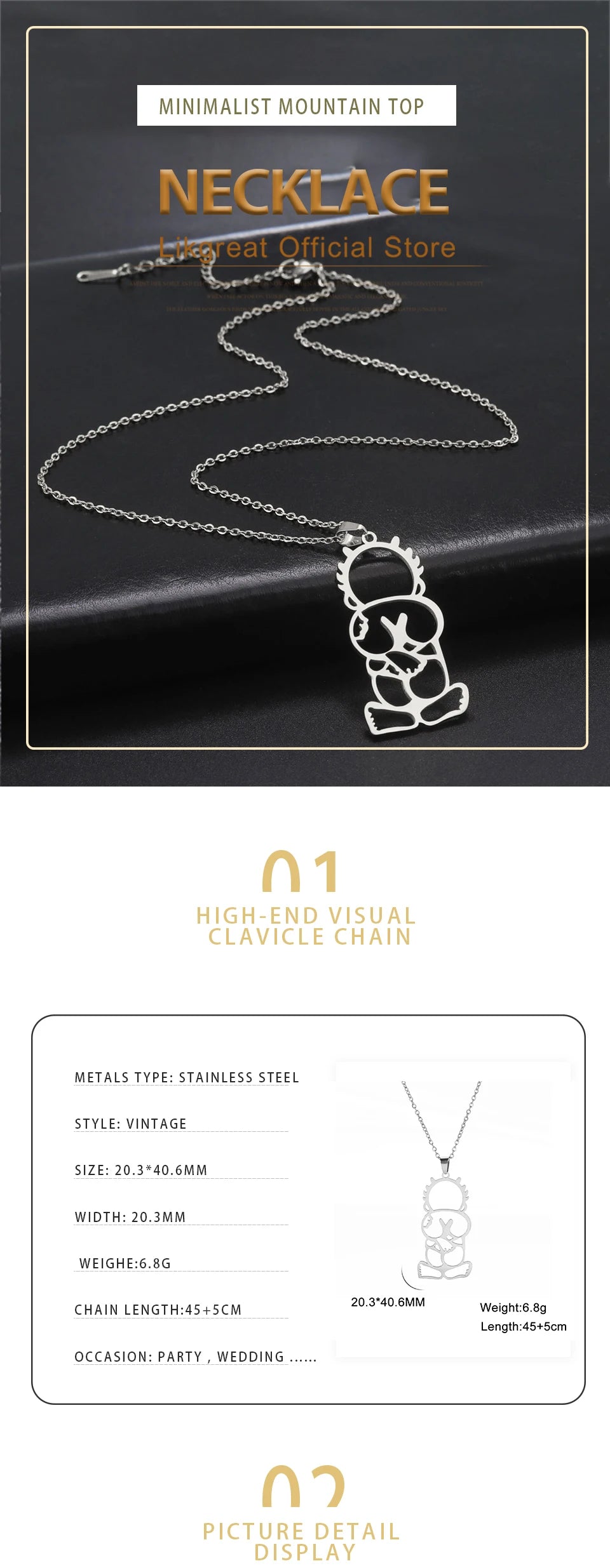 LIKGREAT Fashion Jewelry Handala Hanzala Palestine Stainless Steel Necklace Boy Pendant Chain Necklace Gift for Women Men New