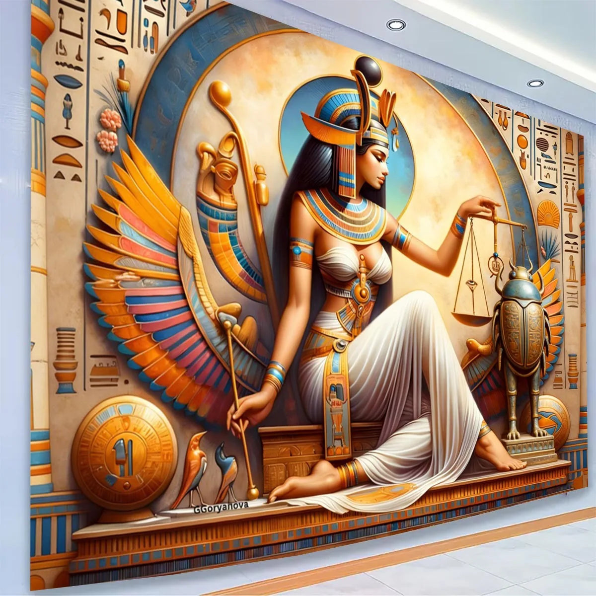 Ancient Egyptian Goddess Tapestry – Pharaoh & Anubis Wall Hanging for Heritage Decor