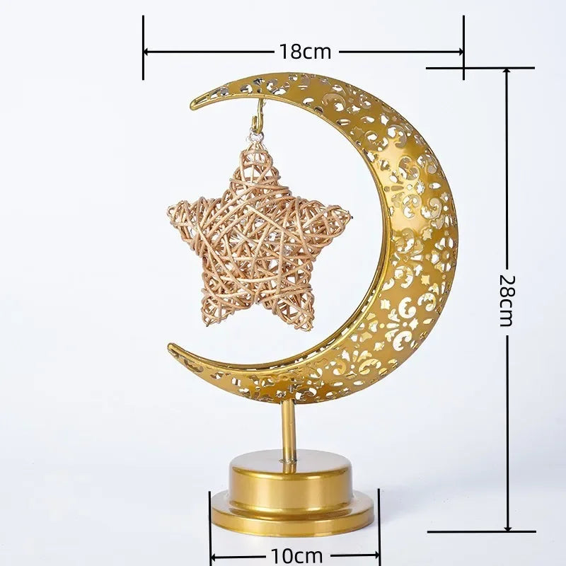Ramadan Moon Star Light Gold EID Mubarak Ornaments Castle Table Decor 2025 Eid Celebrate Adha Gifts Muslim Desktop Home Decor