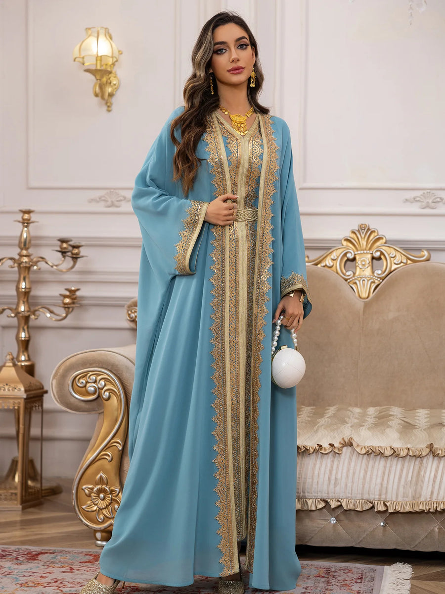 Eid Grace – 2-Piece Lace-Up Cardigan Set for the Muslim Woman