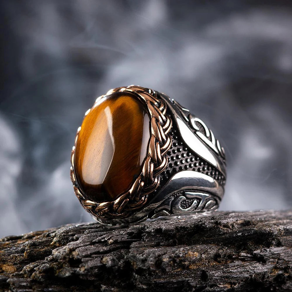 Turkish Men's Ring Vintage Black Zircon Fashion Punk Wind Islamic Religious Muslim Jewelry