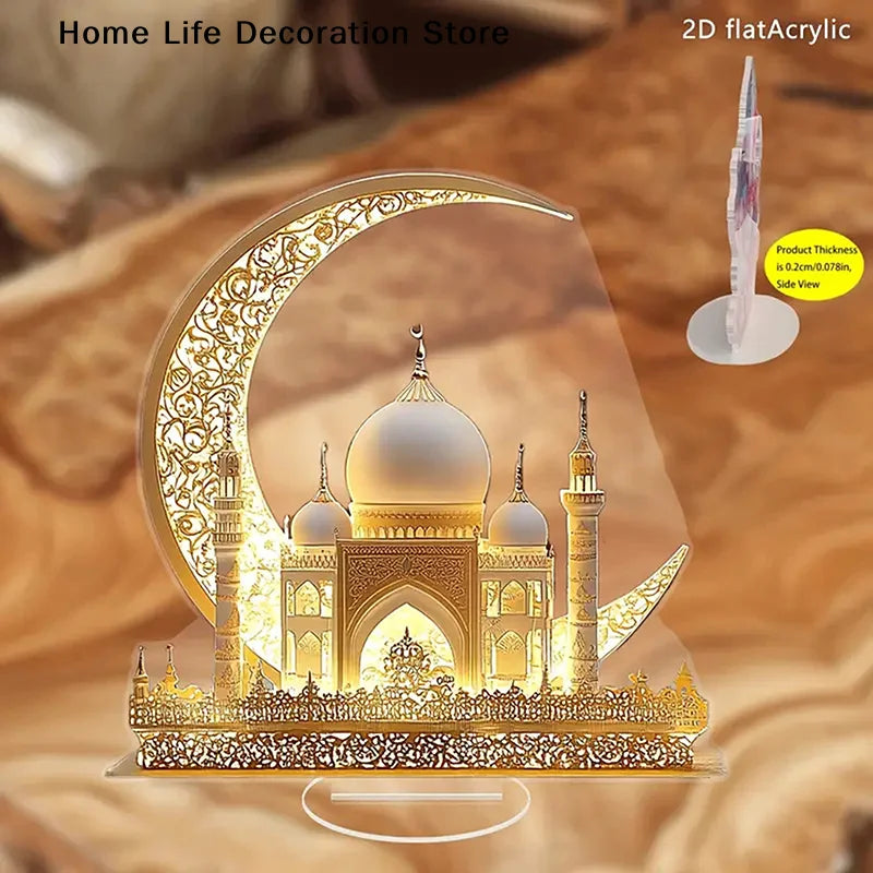 Ramadan Festival 2D Acrylic Moon Castle Craft Ornament 2025 Eid Al-fitr Mubarak Decoration Islamic Muslim Home Party Table Gifts