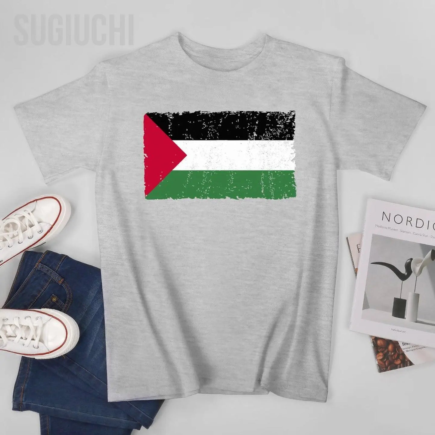 Unisex Men Palestine Flag Proud Palestinian Gaza Arabic Tshirt Tees T Shirts Women Boys 100% Cotton T-Shirt