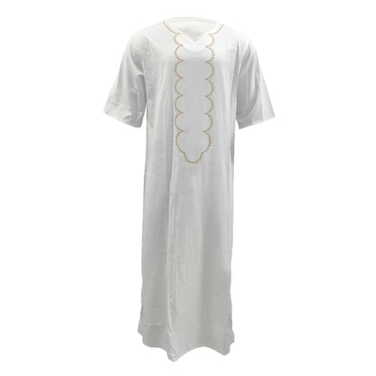 Men's Luxury Graphics Muslim Robes Arab National Loose Casual V-Neck Mid-sleeved Retro Ethnics Jumpsuit Summer M-4XL 2025 New